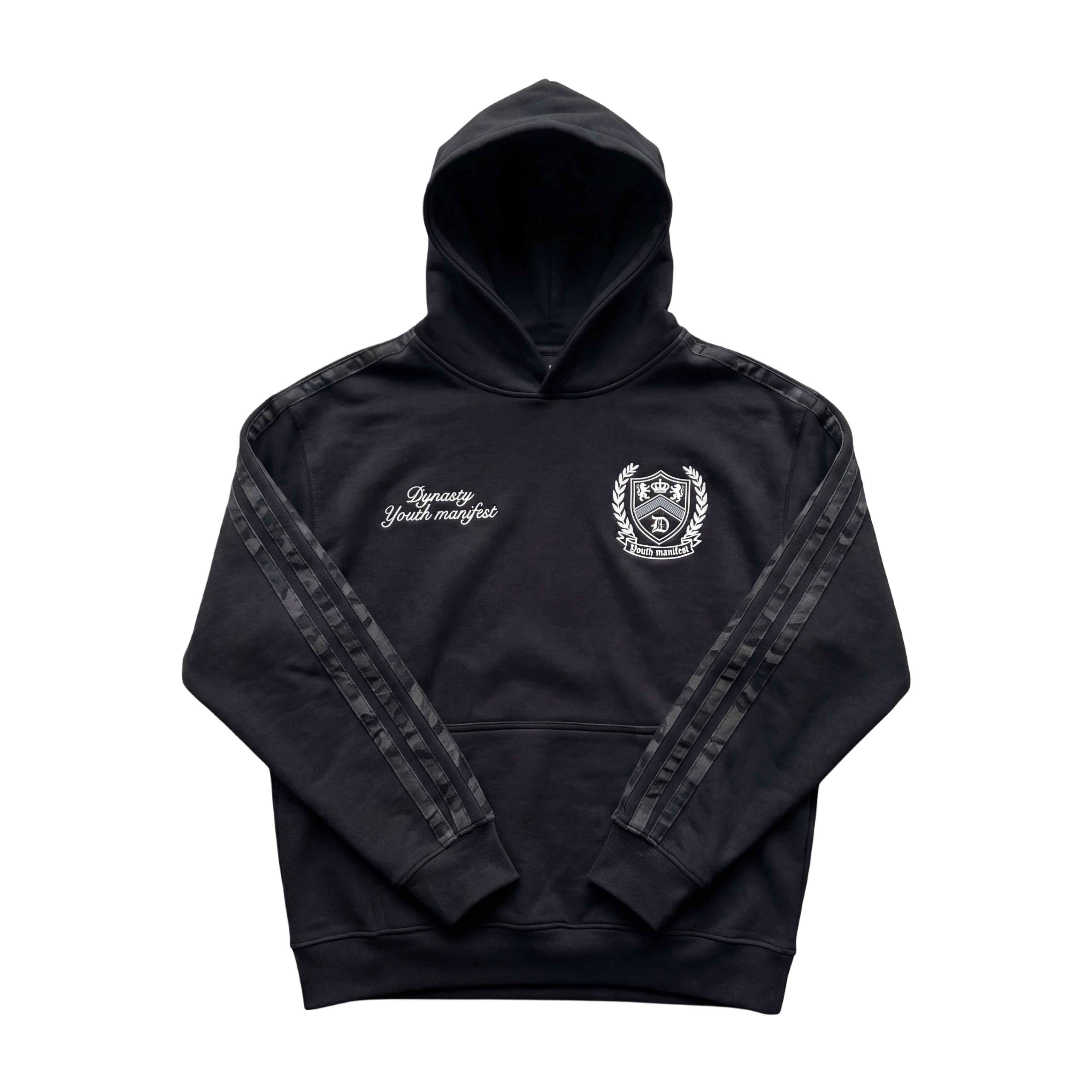 STRIPED CAMO HOODIE - BLACK