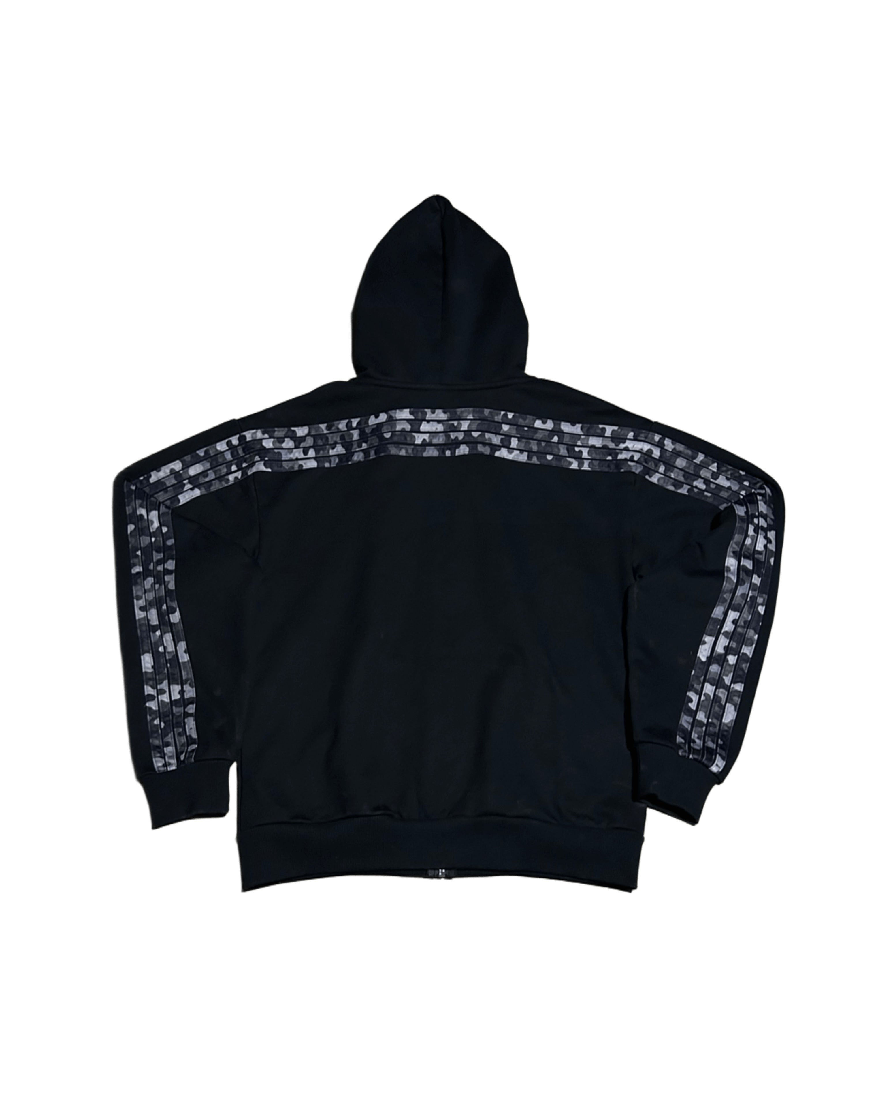 STRIPED CAMO HOODIE - BLACK