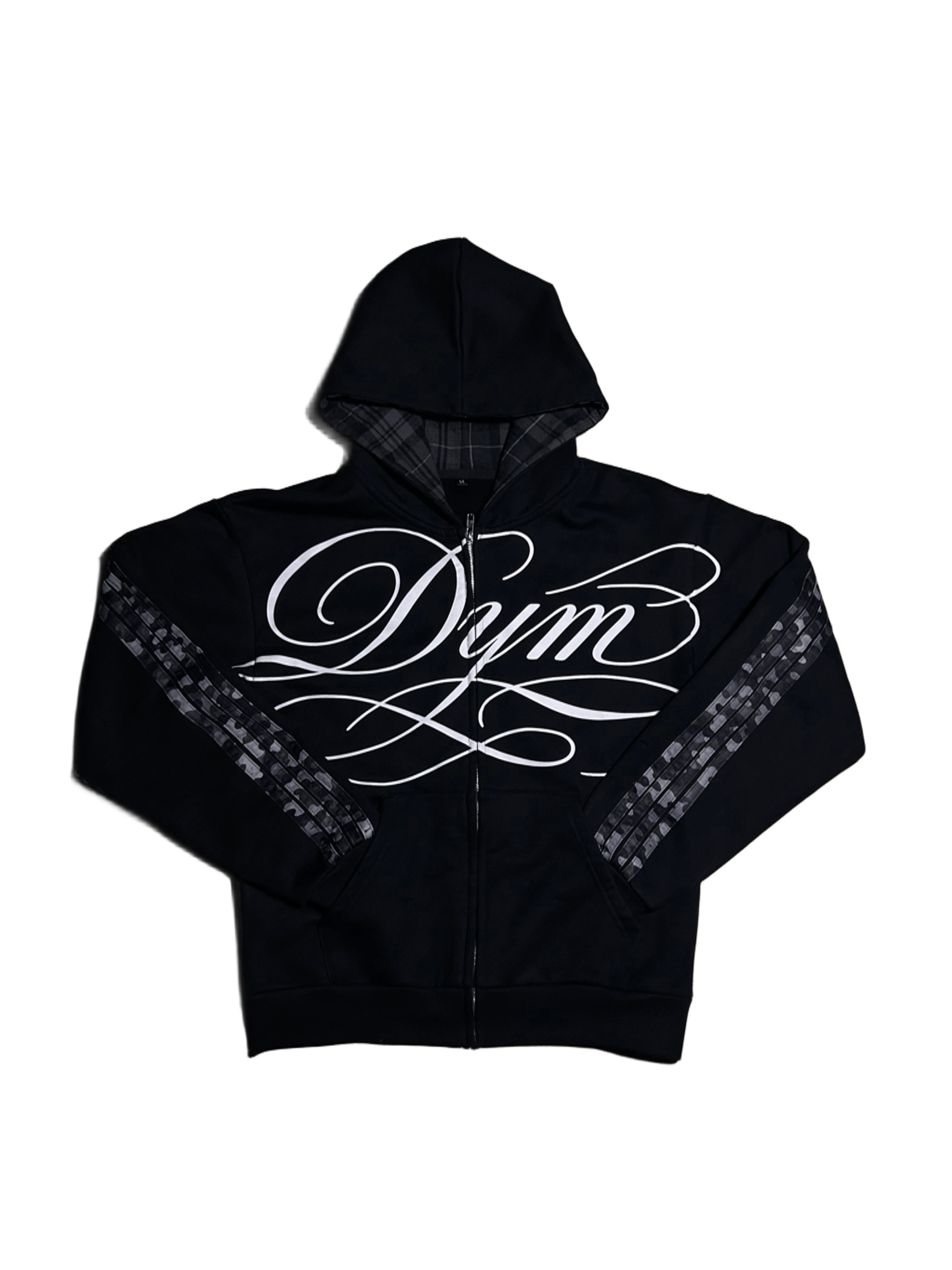 STRIPED CAMO HOODIE - BLACK